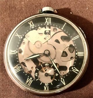 1940s Swiss Girard Perregaux Shell Oil Co Promo Skeleton Pocket Watch