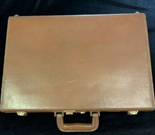 Vintage Atlas Belt Leather Briefcase Attache Brown