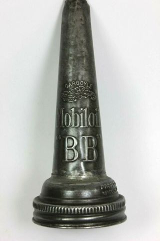 Scarce Mobiloil " Bb " Gargoyle Metal Glass Oil Bottle Spout Vacuum Oil Company