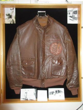 Wwii Ww2 A2 Leather Flight Jacket Bomber Named 82nd Bs Earthquakers