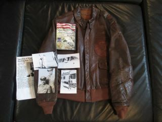 WWII ww2 A2 Leather Flight Jacket Bomber Named 82nd BS Earthquakers 2
