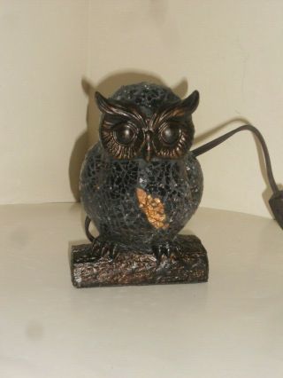 Tiffany Style Mosaic Stained Glass Owl Night Light Table Lamp 6.  5 "