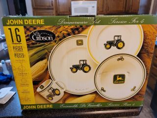 John Deere Dinnerware Set By Gibson 16 Piece Service For 4