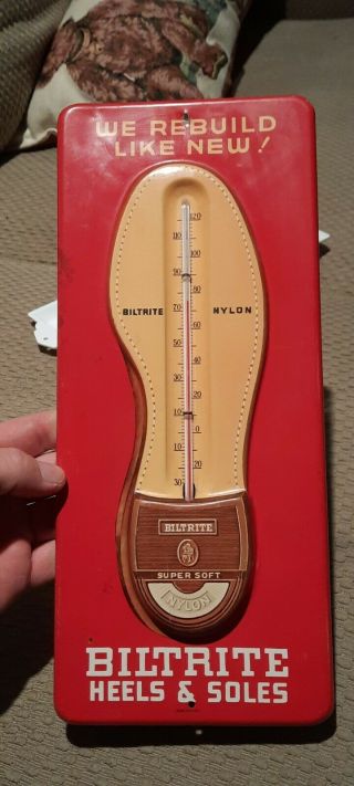 Biltrite Heels & Soles Advertising Thermometer Sign