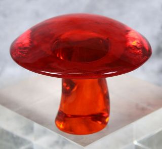 Vintage Viking Glass Persimmon Orange Mid - Century Mod Mushroom Paperweight