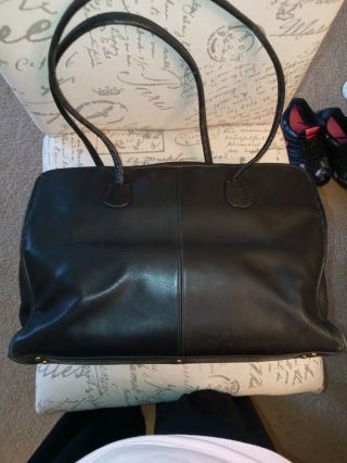 Vintage Unisex Coach Black Leather Spacious Computer Bag.