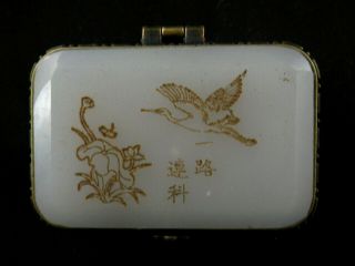 Great Chinese Hand Made Box W/jade Egret & Lotus 一路连科 Cover Ii089
