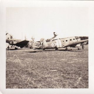 Wwii Snapshot Photo 83rd Division German Luftwaffe Aircraft Boneyard 71
