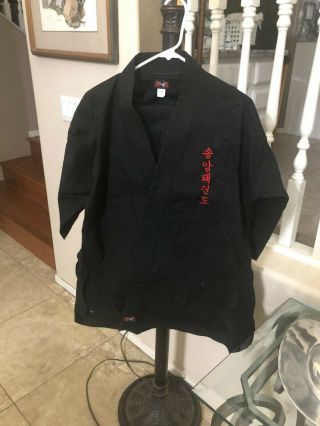 Ata " X " Taekwondo Vintage Black Heavy Uniform Top & Pants Size 3 - W/free Ship