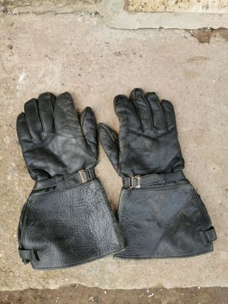 Ww2 Luftwaffe German Air Force Pilot Leather Gloves Gauntlets Vintage Marked