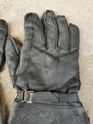 WW2 Luftwaffe German Air Force Pilot Leather Gloves Gauntlets Vintage Marked 4