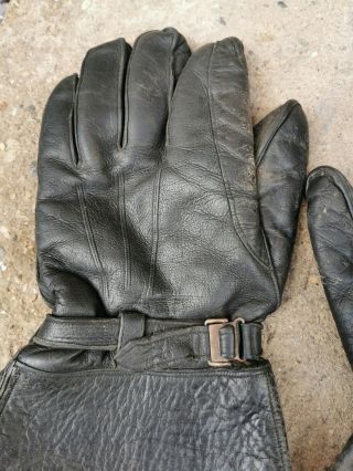 WW2 Luftwaffe German Air Force Pilot Leather Gloves Gauntlets Vintage Marked 5