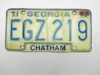 State Of Georgia Peach Chatham County 1971\1975 License Plate Egz 219