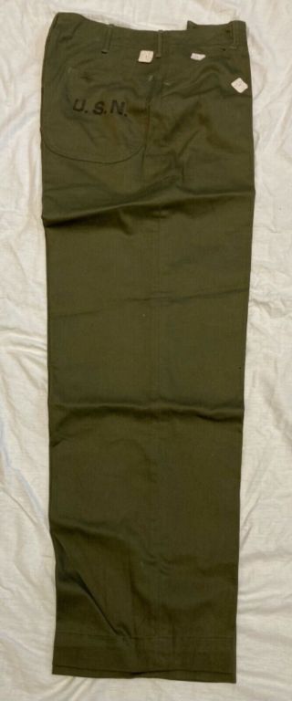 Nos Unissued N - 3 Trousers,  Usn,  Navy,  Army,  Hbt,  Twill,  Wwii,  Ww2