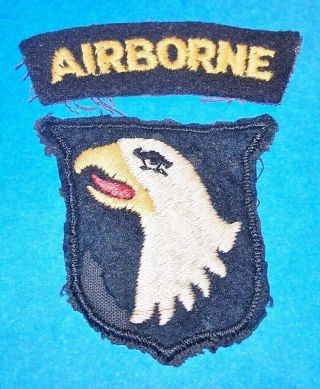 Black Back Ww2 Brit Made 101st Airborne Division Patch,  Tab