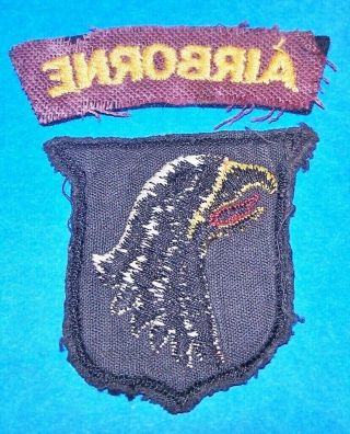 BLACK BACK WW2 BRIT MADE 101st AIRBORNE DIVISION PATCH,  TAB 2