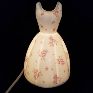 Target Simply Shabby Chic Dress Porcelain Night Light Lamp Pink Roses Flowers