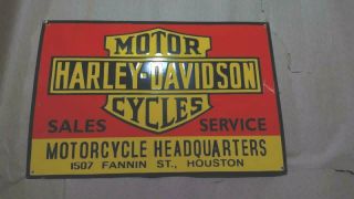 Porcelain Harley Davidson Enamel Sign Size 16 " X 24 " Inches