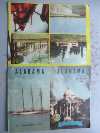 Official 1940 Highway Map Of Alabama