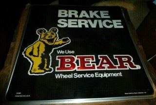 Vintage Bear Brake & Wheel Service Gas Station 16 " Metal Sign Nib