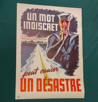 Ww2 Rcn Royal Canadian Navy War Poster In French