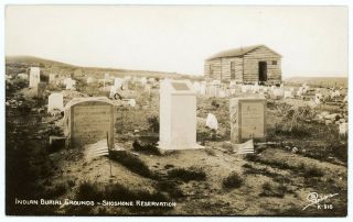 Indian Burial Ground Shoshone Reservation Native American Real Photo Postcard