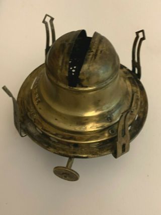 Antique Scovill Brass Queen Anne Kerosene Oil Lamp Burner W/ Collar
