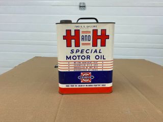 Vintage H And H Special Motor Oil 2 Gallon Can Champlin Oil Oklahoma 1964