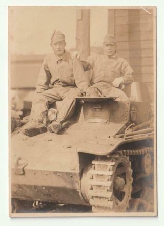 Wwii Imperial Japanese Army Ija Soldiers Sitting On Light Tank Photo