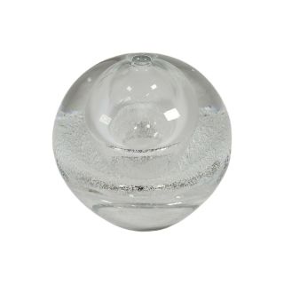 Vtg Clear Round Bubble Art Glass Oil Lamp Paperweight Vase Handmade Poland 4” H