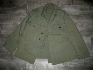 Vtg 40s Wwii Ww2 Us Navy Hbt Green Herringbone Field Utility Jacket Shirt 42 R