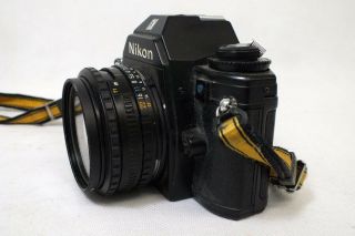 Vintage Nikon EM 35mm Camera M90 50mm 1:1.  8 Lens Black Body - 2