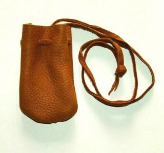 Medicine Bag Smooth Top Grain Leather 2.  5 " X3.  5 " 32 " L Drawstring Brown
