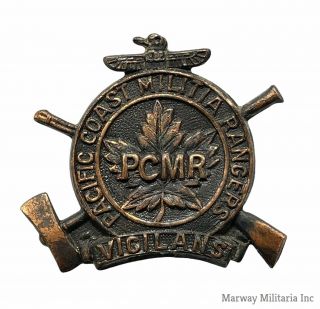 Ww2 Pcmr Pacific Coast Militia Rangers Cap Badge (25681)
