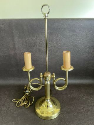 Mid Century Alsy French Horn Bouillotte Table Lamp Brass Mcm