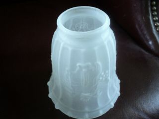 Vintage White Frosted Glass Lamp Light Shade Floral Design Bell Shape