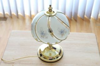 Vintage Table Lamp 3 Way Touch On Off Sensor Glass Panel Shade Polished Brass