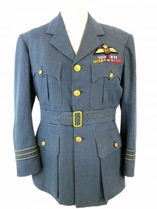 Canadian Rcaf Officers Service Dress Jacket Pilot Dfc Winner Wartime Service