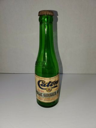 Vintage Caton Ginger Ale Catonsville,  Md Green Glass Soda Pop Bottle