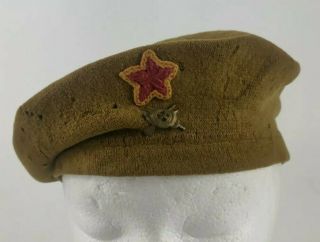 Ww2 Spanish Civil War Republican Army Infantry Khaki Beret W/ Insignia