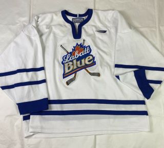 Vintage Labatt Blue Beer Canada Made Hockey Jersey Mens Size Xl Bauer