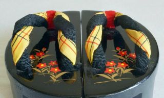 9cm (3.  5 ") Japanese Old Handmade Miniature Wooden Sandals Geta Ornament