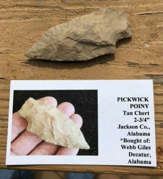 Fine Tan Chert Pickwick Point 2 - 3/4” Needle Point Jackson Co. ,  Alabama