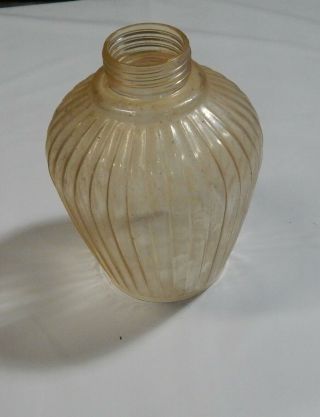 Vintage Screw - On Threaded Glass Light Lamp Globe Amber Paneled 7 "
