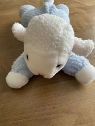 Vintage Eden Blue Lamb Laying Down Waffle Thermal Weave Baby Plush Lovey