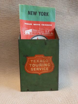 Vintage Texaco Touring Service Map Holder With 2 Vintage Texaco Maps