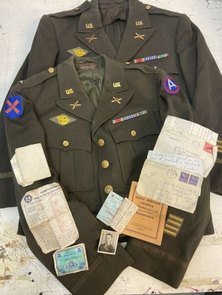 Ww2 D - Day Uniform Ike Jacket Named Lt.  Grouping Letters 3rd Us Army 12th Corps