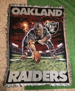 Vtg The Northwest Company Nfl Oakland Raiders 58x45 Tapestry Throw Blanket