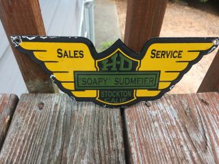 Vintage Harley Davidson Sales & Service Porcelain Sign 8.  5”x3” Gas Station Sign