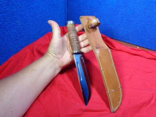 Cattaraugus 225q Fixed Blade Knife With Sheath Military